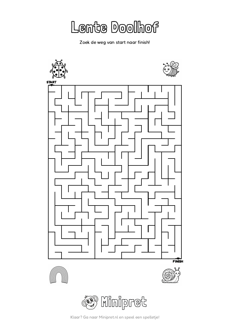 Lente Doolhof Groep 3-4 — gratis werkblad PDF