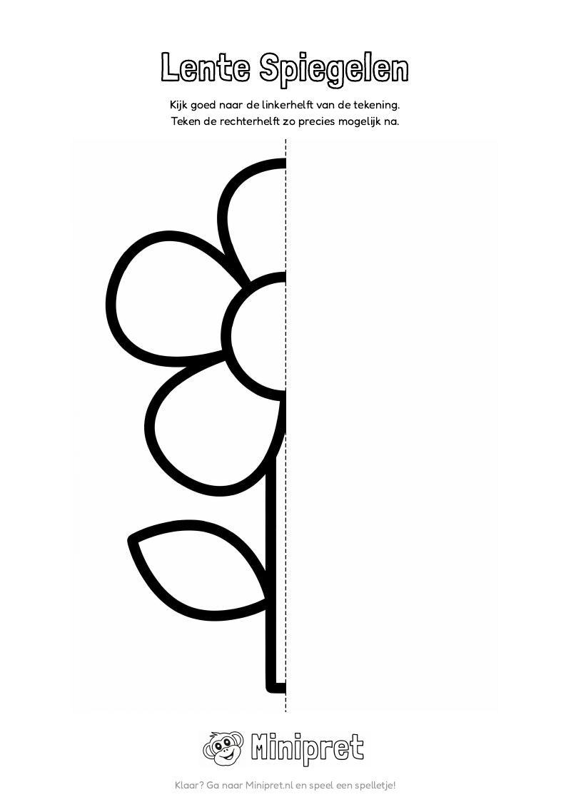 Lente Spiegelen Groep 3-4 — gratis werkblad PDF