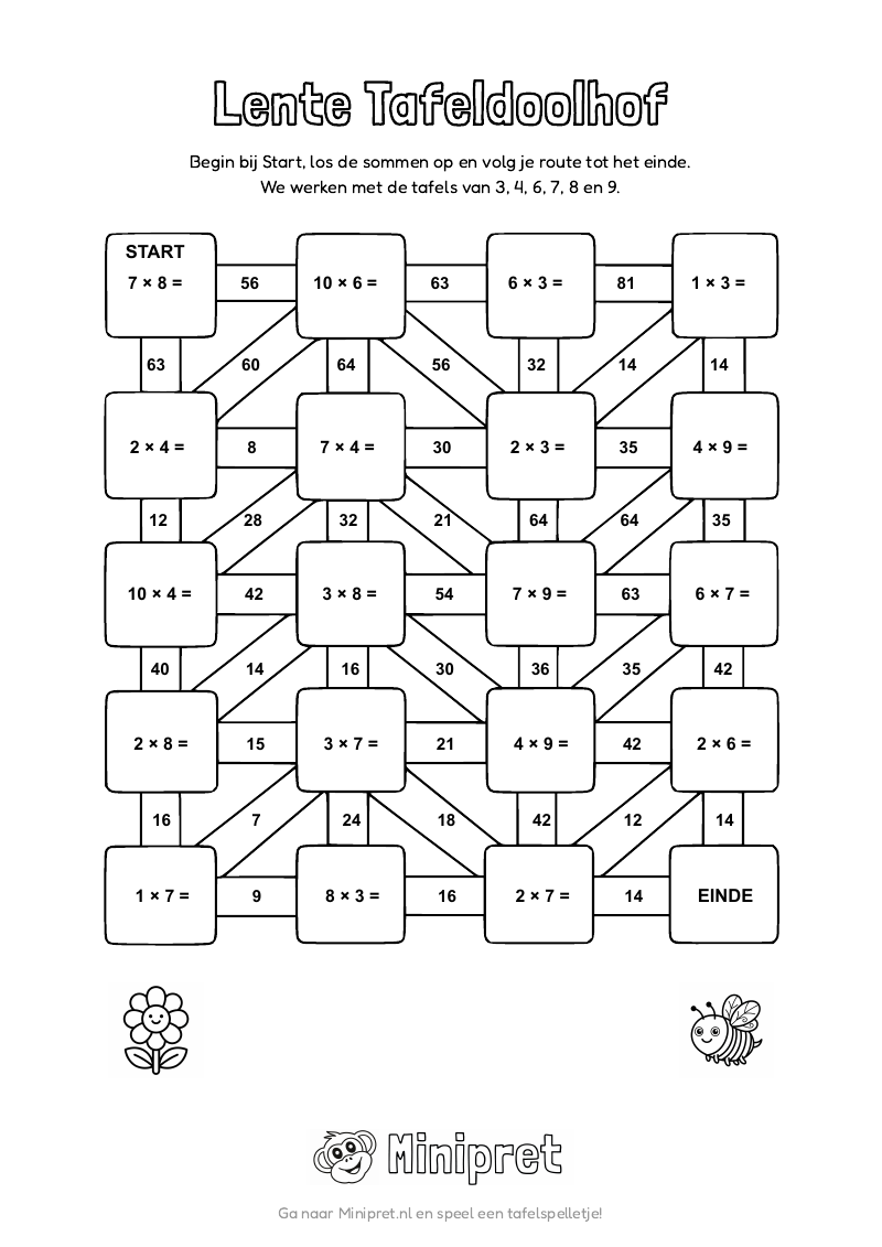Lente Tafeldoolhof Groep 5-6 — gratis werkblad PDF