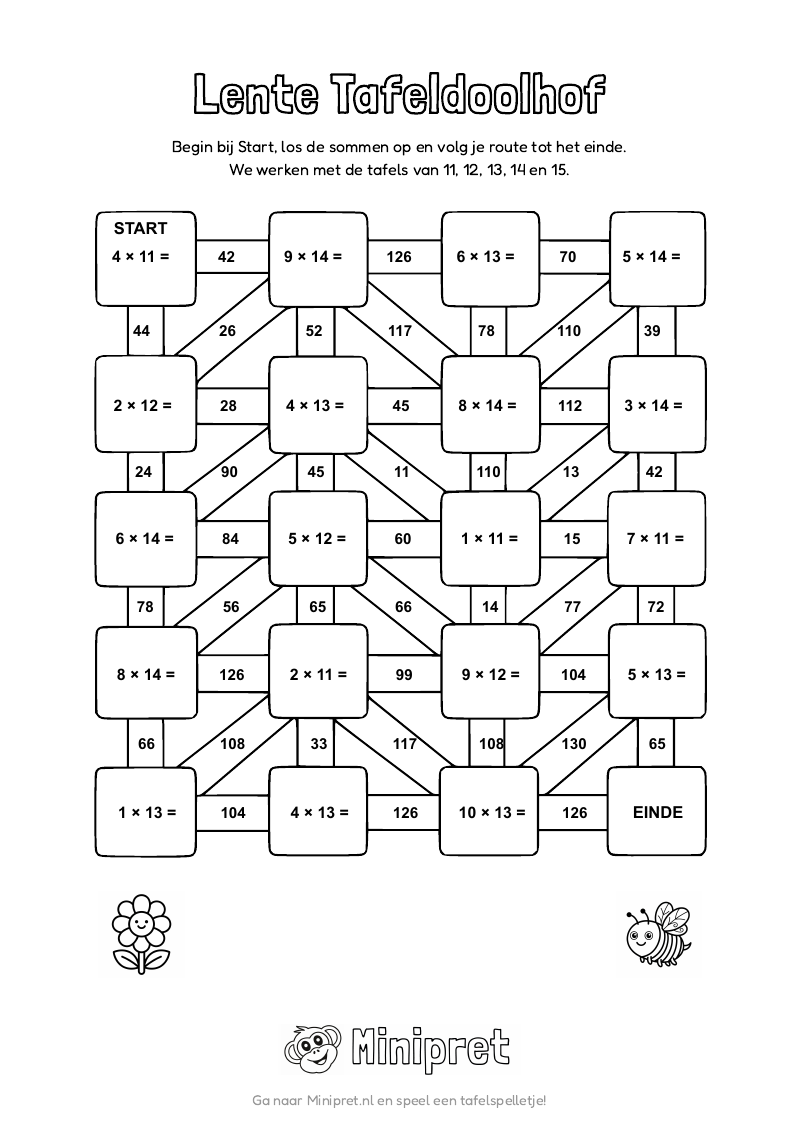 Lente Tafeldoolhof Groep 7-8 — gratis werkblad PDF