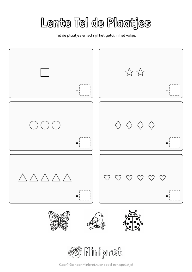 Lente Tel De Plaatjes Groep 1-2 — gratis werkblad PDF