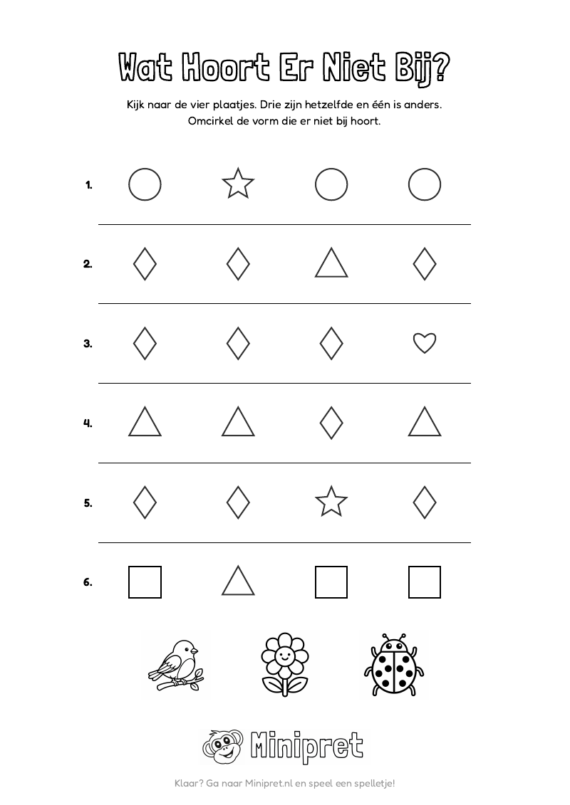 Lente Wat Hoort Er Niet Bij Groep 1-2 — gratis werkblad PDF