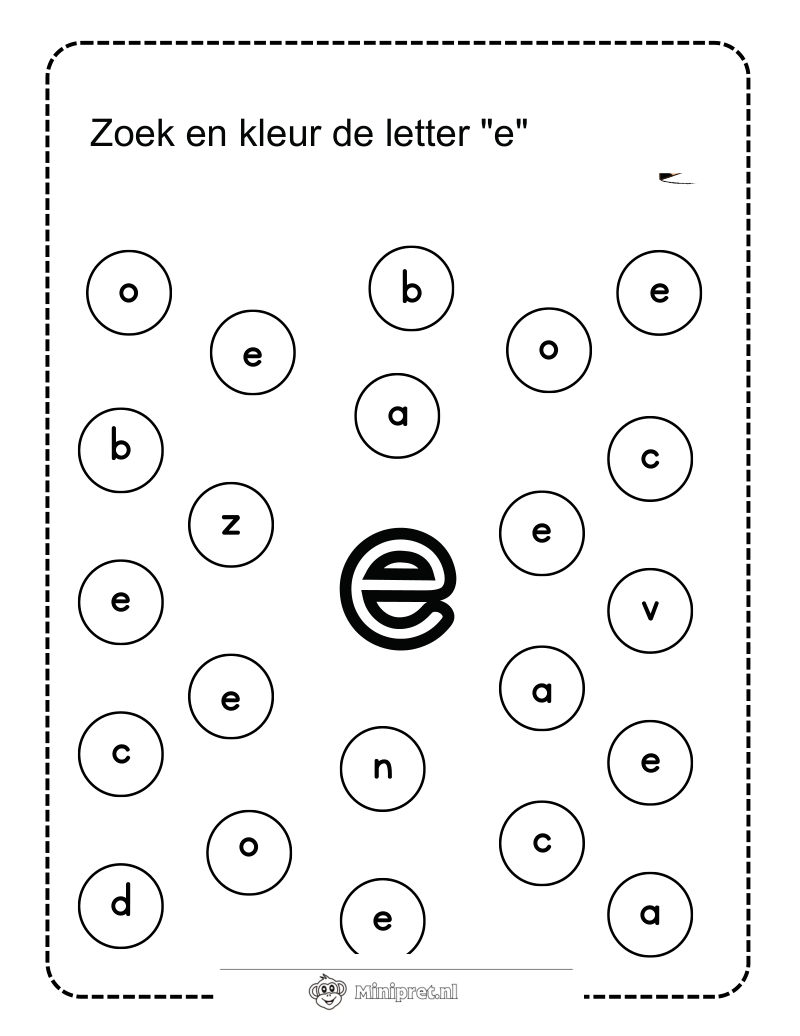 Letter E werkblad — gratis werkblad PDF