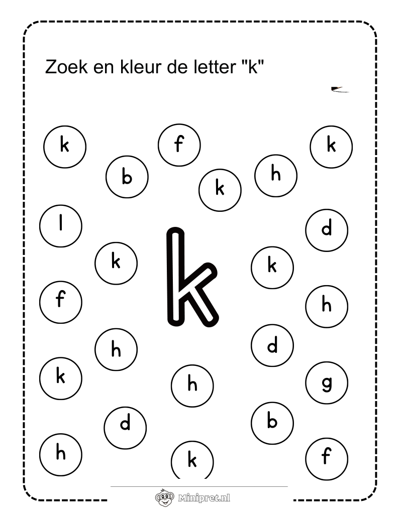 Letter K werkblad — gratis werkblad PDF