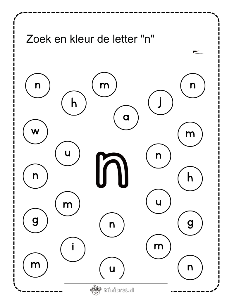 Letter N werkblad — gratis werkblad PDF