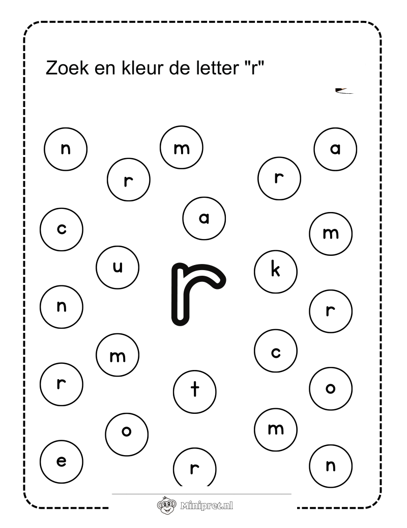 Letter R werkblad — gratis werkblad PDF