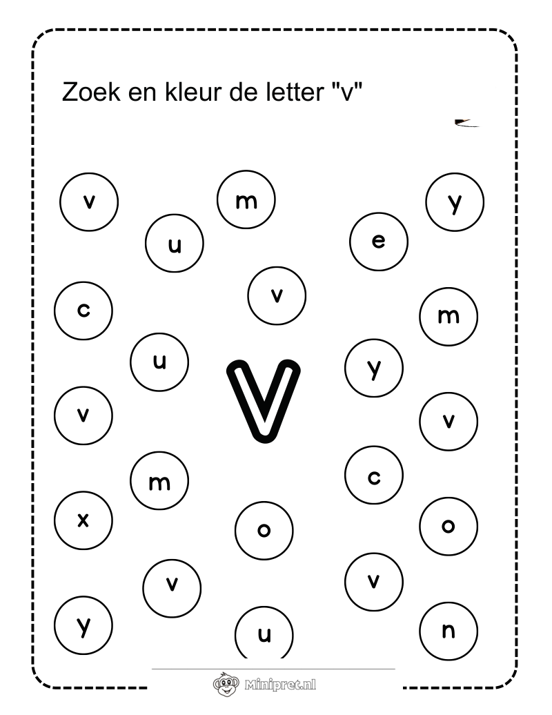 Letter V werkblad — gratis werkblad PDF