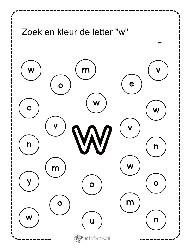 Letter W werkblad — gratis werkblad PDF