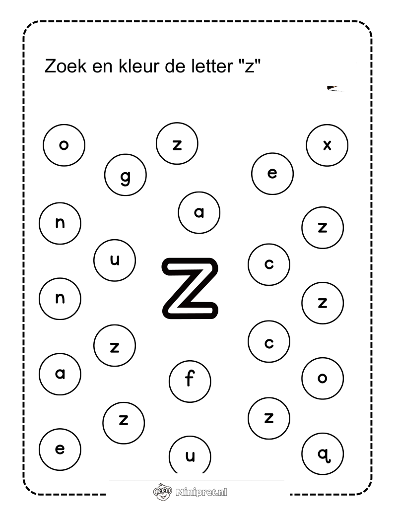 Letter Z werkblad — gratis werkblad PDF