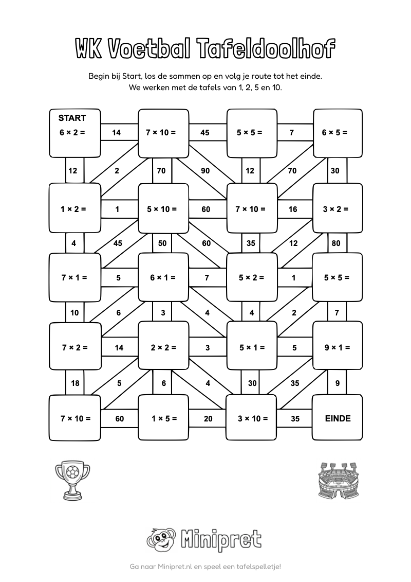 WK Voetbal Tafeldoolhof Groep 3-4 — gratis werkblad PDF