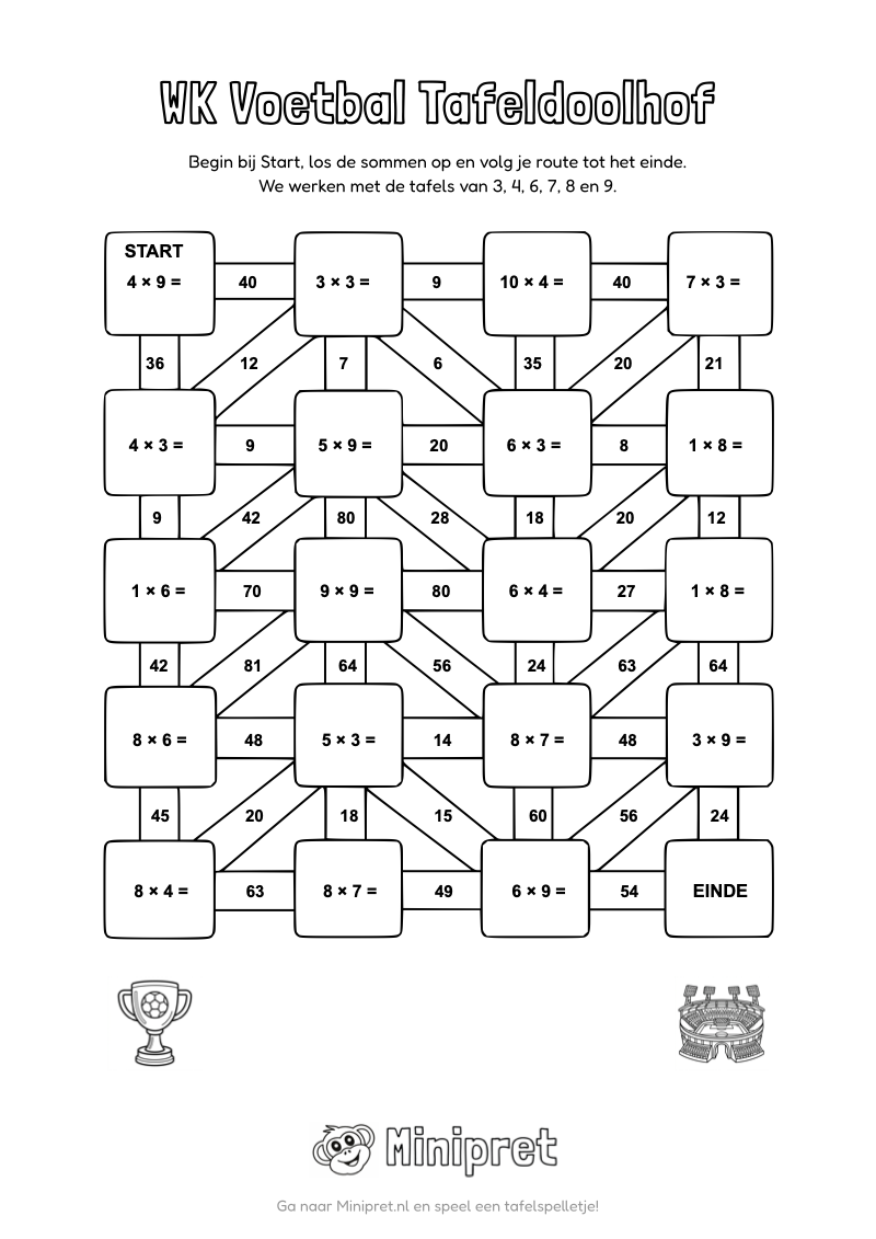 WK Voetbal Tafeldoolhof Groep 5-6 — gratis werkblad PDF