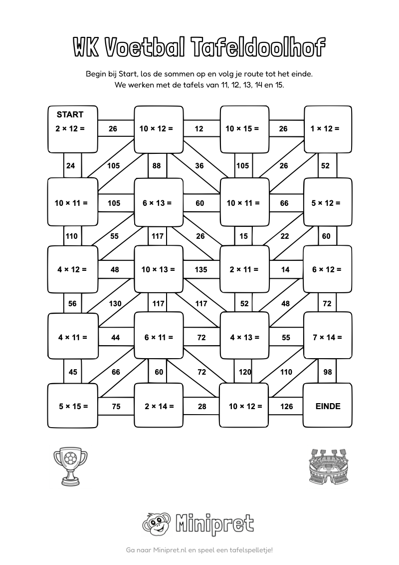 WK Voetbal Tafeldoolhof Groep 7-8 — gratis werkblad PDF