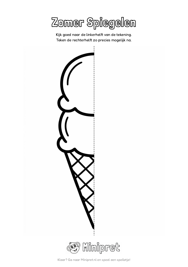 Zomer Spiegelen Groep 1-2 — gratis werkblad PDF