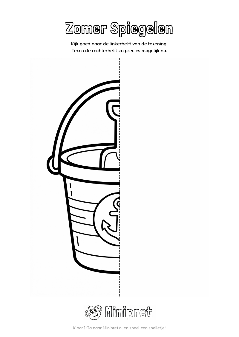 Zomer Spiegelen Groep 3-4 — gratis werkblad PDF