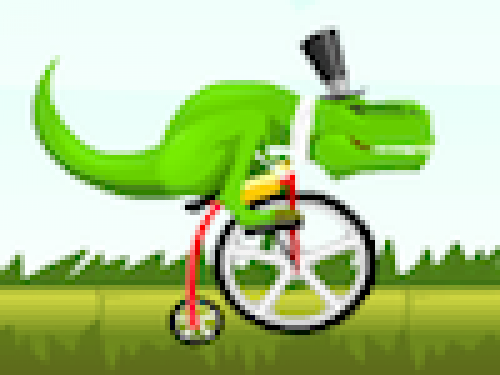 BMX'en met een Dinosaurus